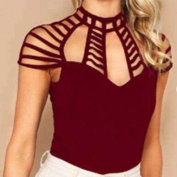 WOMENS Laddering Cutout Form Fitted Top - Picture 1 of 2